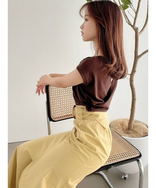 RESEXXY(リゼクシー)の「フレンチスリーブカットトップス(Tシャツ/カットソー・レディース・オフホワイト/ブラック/ミント/ブラウン・FREE)」の7枚目の写真