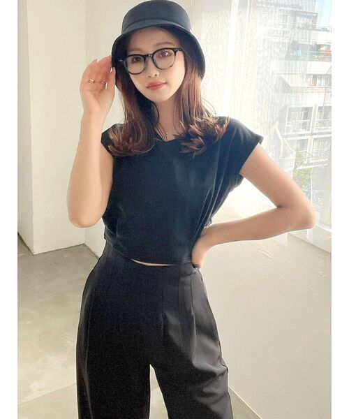 RESEXXY(リゼクシー)の「フレンチスリーブカットトップス(Tシャツ/カットソー・レディース・オフホワイト/ブラック/ミント/ブラウン・FREE)」の16枚目の写真