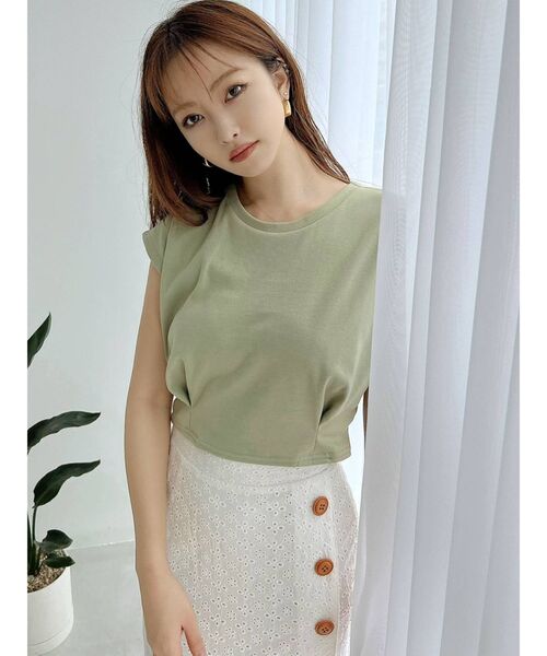 RESEXXY(リゼクシー)の「フレンチスリーブカットトップス(Tシャツ/カットソー・レディース・オフホワイト/ブラック/ミント/ブラウン・FREE)」の19枚目の写真