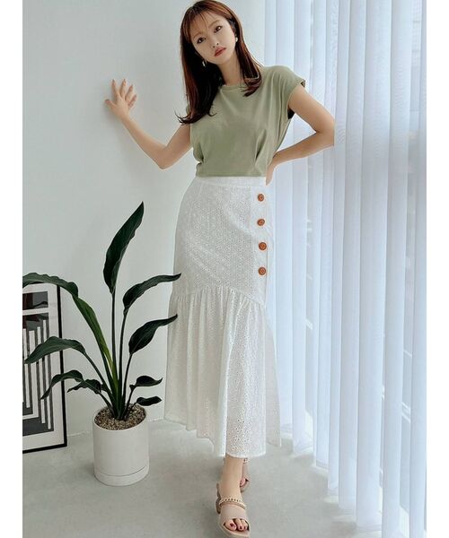 RESEXXY(リゼクシー)の「フレンチスリーブカットトップス(Tシャツ/カットソー・レディース・オフホワイト/ブラック/ミント/ブラウン・FREE)」の21枚目の写真