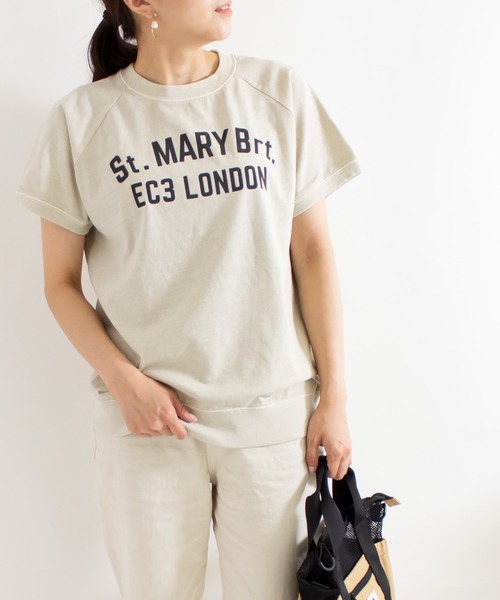 ALL ORDINARIES（オールオーディナリーズ）の「【別注ピグメント染】St.MARY Brt.ラグラン半袖Tシャツ（Tシャツ/カットソー・レディース・グレー/パープル/ネイビー/オフホワイト・1/2/3/4）」の3枚目の写真