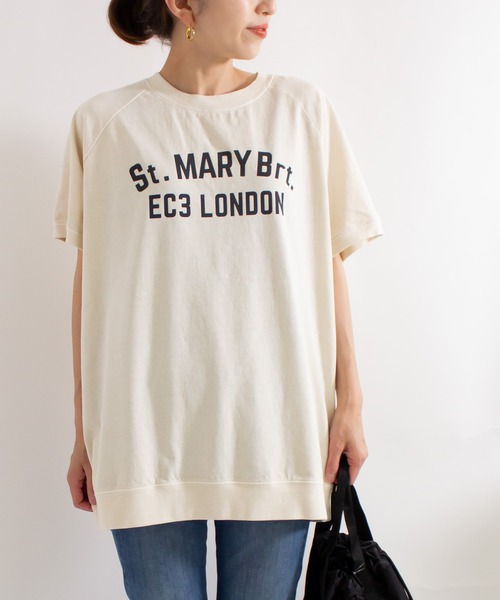 ALL ORDINARIES（オールオーディナリーズ）の「【別注ピグメント染】St.MARY Brt.ラグラン半袖Tシャツ（Tシャツ/カットソー・レディース・グレー/パープル/ネイビー/オフホワイト・1/2/3/4）」の2枚目の写真