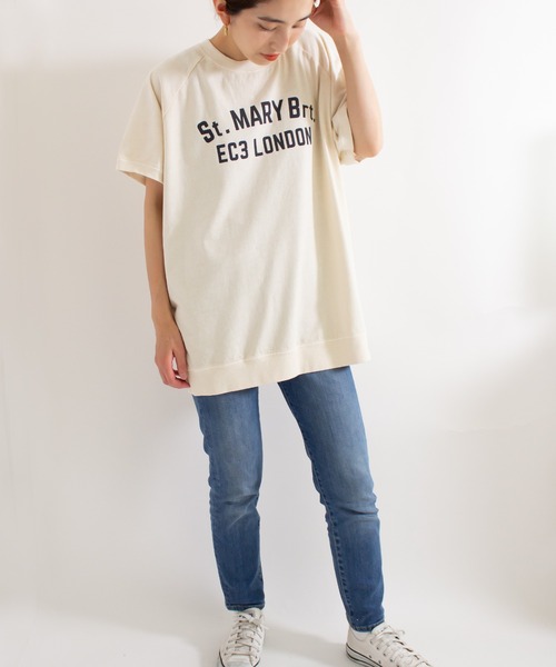 ALL ORDINARIES（オールオーディナリーズ）の「【別注ピグメント染】St.MARY Brt.ラグラン半袖Tシャツ（Tシャツ/カットソー・レディース・グレー/パープル/ネイビー/オフホワイト・1/2/3/4）」の12枚目の写真