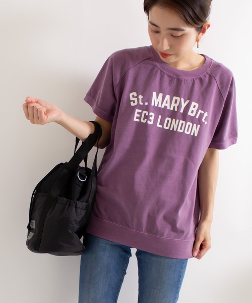 ALL ORDINARIES（オールオーディナリーズ）の「【別注ピグメント染】St.MARY Brt.ラグラン半袖Tシャツ（Tシャツ/カットソー・レディース・グレー/パープル/ネイビー/オフホワイト・1/2/3/4）」の10枚目の写真