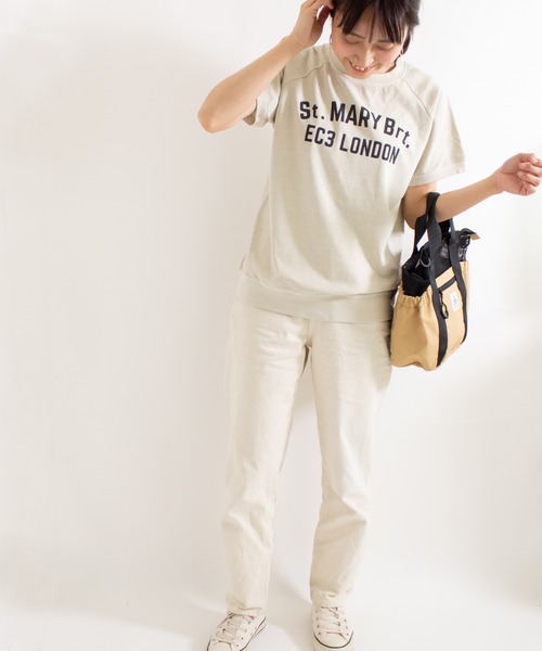 ALL ORDINARIES（オールオーディナリーズ）の「【別注ピグメント染】St.MARY Brt.ラグラン半袖Tシャツ（Tシャツ/カットソー・レディース・グレー/パープル/ネイビー/オフホワイト・1/2/3/4）」の7枚目の写真