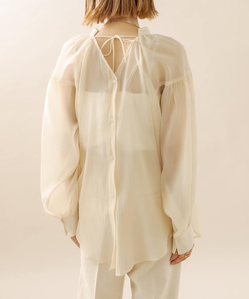 mline（エムライン）の「[mline] シアーボリューム袖ブラウス（シャツ/ブラウス・レディース・アイボリー/オフホワイト/グレー・FREE）」の16枚目の写真