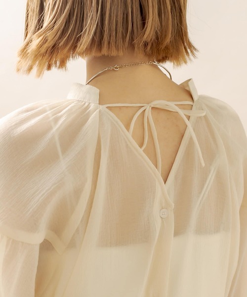 mline（エムライン）の「[mline] シアーボリューム袖ブラウス（シャツ/ブラウス・レディース・アイボリー/オフホワイト/グレー・FREE）」の13枚目の写真