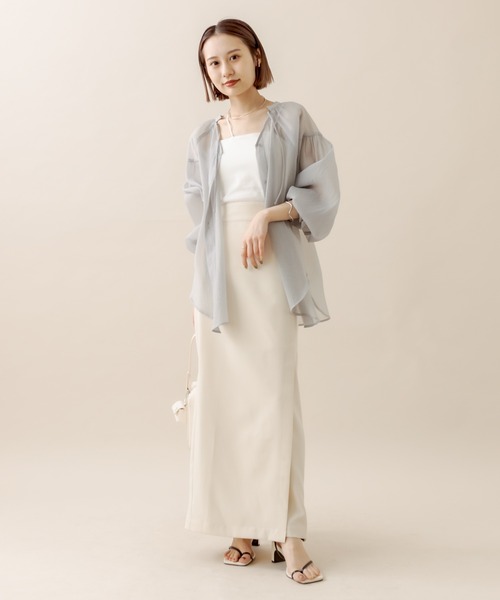 mline（エムライン）の「[mline] シアーボリューム袖ブラウス（シャツ/ブラウス・レディース・アイボリー/オフホワイト/グレー・FREE）」の7枚目の写真