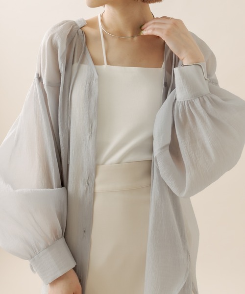 mline（エムライン）の「[mline] シアーボリューム袖ブラウス（シャツ/ブラウス・レディース・アイボリー/オフホワイト/グレー・FREE）」の17枚目の写真