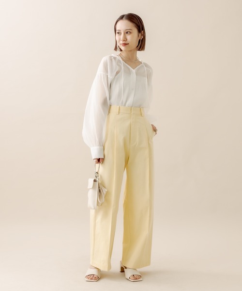 mline（エムライン）の「[mline] シアーボリューム袖ブラウス（シャツ/ブラウス・レディース・アイボリー/オフホワイト/グレー・FREE）」の8枚目の写真