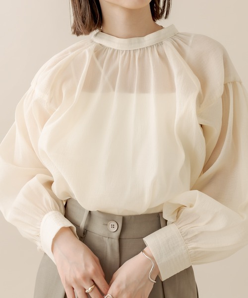 mline（エムライン）の「[mline] シアーボリューム袖ブラウス（シャツ/ブラウス・レディース・アイボリー/オフホワイト/グレー・FREE）」の18枚目の写真