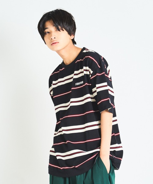 STARTER（スターター）の「JE-STARTER.マルチボーダーSSTEE（Tシャツ/カットソー・メンズ・ブラック/グリーン・M/L）」の11枚目の写真