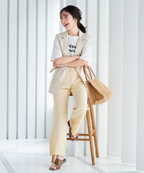 KOBE LETTUCE（コウベレタス）の「雑材仕切りトートバッグ（かごバッグ・レディース・ライトベージュ/ベージュ/グリーン系/グレー/ラベンダー・FREE）」の11枚目の写真