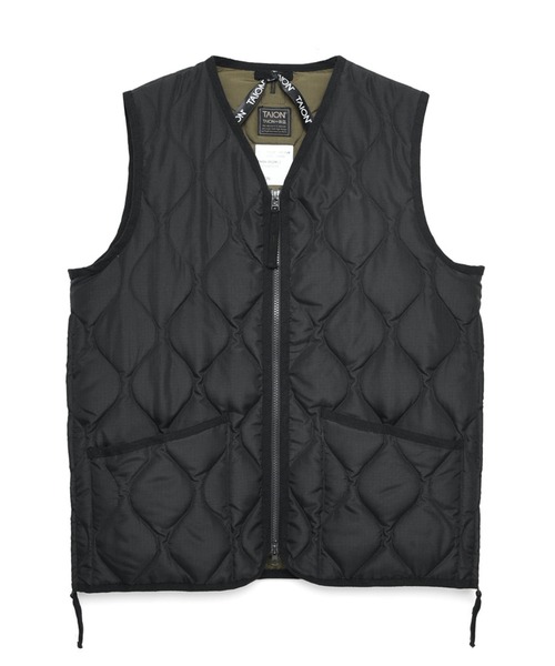 TAION（タイオン）の「MILITARY ZIP V NECK DOWN VEST（ダウンジャケット/コート・メンズ・ブラック/ダークグレー・S/M/L/XL）」の3枚目の写真