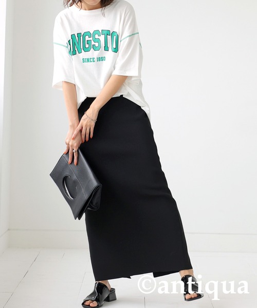 antiqua(アンティカ)の「最旬カジュアルスタイル。カレッジロゴT(Tシャツ/カットソー・レディース・ホワイト/グレー・FREE)」の5枚目の写真
