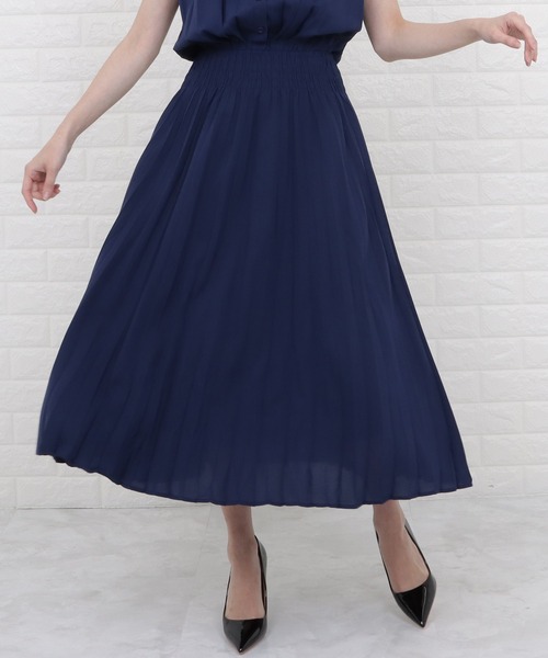 Lace Ladies（レースレディース）の「バンドカラーフレンチスリーブプリーツワンピース（ワンピース・レディース・ネイビー/モカ/ブルー/グレー・M/L/XL）」の11枚目の写真