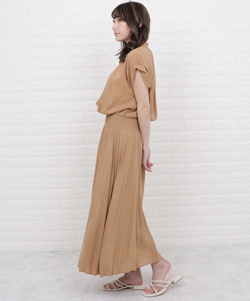 Lace Ladies（レースレディース）の「バンドカラーフレンチスリーブプリーツワンピース（ワンピース・レディース・ネイビー/モカ/ブルー/グレー・M/L/XL）」の19枚目の写真