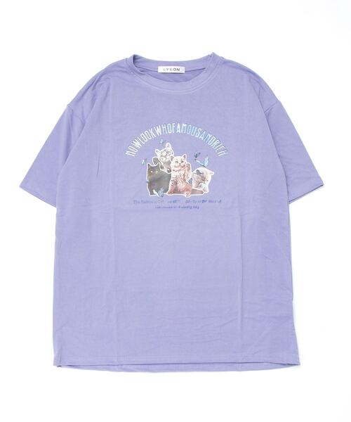 Auntie Rosa(アンティローザ)の「キャットプリントTシャツ(Tシャツ/カットソー・レディース・ピンク/イエロー/ブラック/ホワイト/ブルー/グリーン/パープル・X-LARGE)」の5枚目の写真
