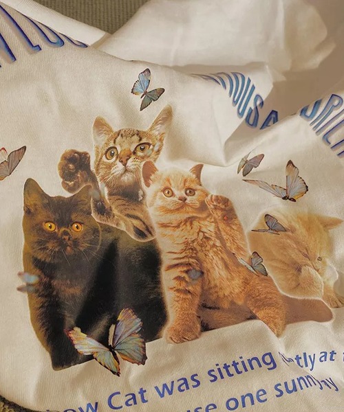 Auntie Rosa(アンティローザ)の「キャットプリントTシャツ(Tシャツ/カットソー・レディース・ピンク/イエロー/ブラック/ホワイト/ブルー/グリーン/パープル・X-LARGE)」の12枚目の写真