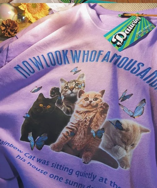 Auntie Rosa(アンティローザ)の「キャットプリントTシャツ(Tシャツ/カットソー・レディース・ピンク/イエロー/ブラック/ホワイト/ブルー/グリーン/パープル・X-LARGE)」の15枚目の写真