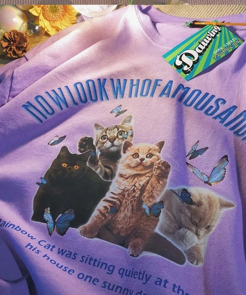 Auntie Rosa(アンティローザ)の「キャットプリントTシャツ(Tシャツ/カットソー・レディース・ピンク/イエロー/ブラック/ホワイト/ブルー/グリーン/パープル・X-LARGE)」の18枚目の写真