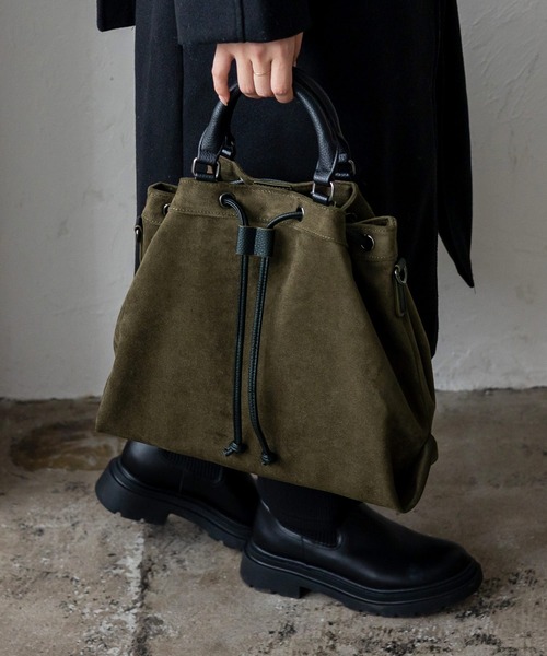 VitaFelice（ヴィータフェリーチェ）の「巾着2wayナイロントートバッグ A4 ショルダーバッグ 大容量トート（トートバッグ・レディース・ブラック/ベージュ/グリーン/グレー/アイボリー/ブラウン系その他/カーキ系・FREE）」の7枚目の写真