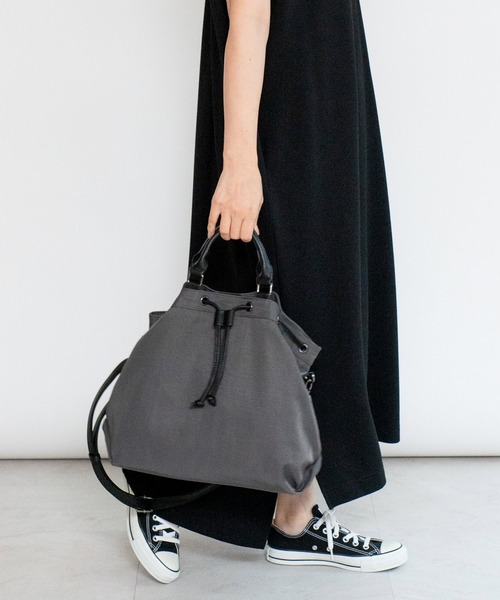 セール】巾着2wayナイロントートバッグ スエード調 A4 ショルダー