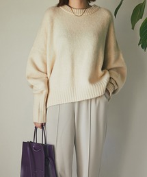 un dix cors | ゆる袖が大人かわいい　ヤクライクヤーンクルーネックニット(ニット/セーター)