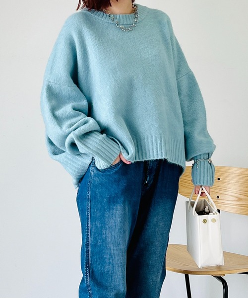 un dix cors（アンディコール）の「コスパ最強！5000円以下ニット　ヤクライクヤーンクルーネックニット（ニット/セーター・レディース・アイボリー/ブラック/サックスブルー/オレンジ・FREE）」の20枚目の写真