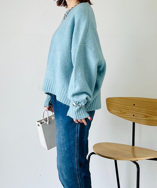 un dix cors（アンディコール）の「コスパ最強！5000円以下ニット　ヤクライクヤーンクルーネックニット（ニット/セーター・レディース・アイボリー/ブラック/サックスブルー/オレンジ・FREE）」の18枚目の写真