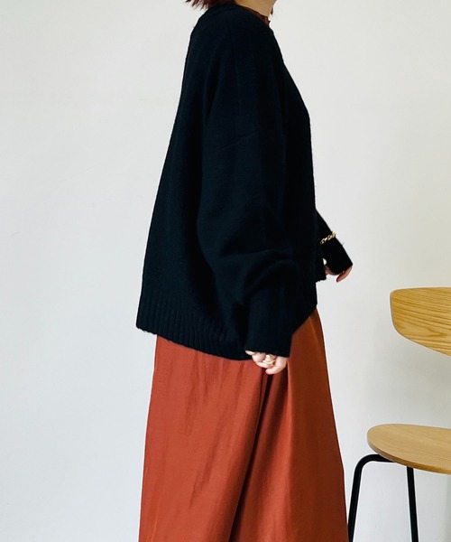 un dix cors（アンディコール）の「コスパ最強！5000円以下ニット　ヤクライクヤーンクルーネックニット（ニット/セーター・レディース・アイボリー/ブラック/サックスブルー/オレンジ・FREE）」の14枚目の写真