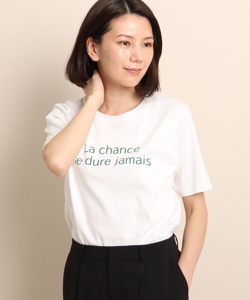 COUP DE CHANCE（クードシャンス）の「◆【洗える/日本製】ロゴプリントTシャツ（Tシャツ/カットソー・レディース・ホワイト系1/ホワイト系2/ブラック系・40/38/36/34）」の2枚目の写真