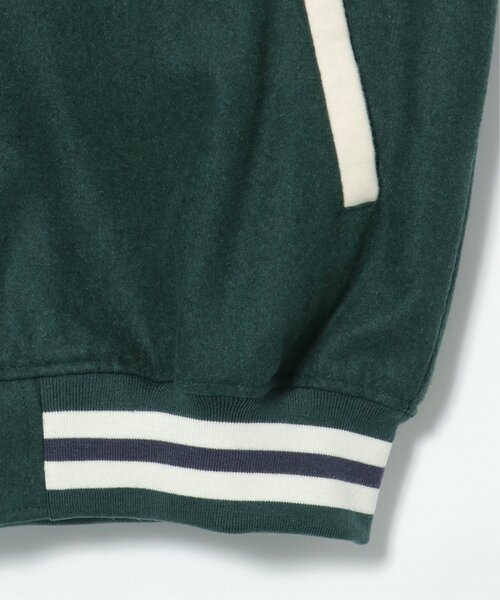 VENCEEXCHANGE(ヴァンスエクスチェンジ)の「フェイクメルトン切り替えBIGスタジャン/オーバーサイズ配色切り替えブルゾン(スタジャン・メンズ・ブラック/グリーン/ネイビー・FREE)」の9枚目の写真