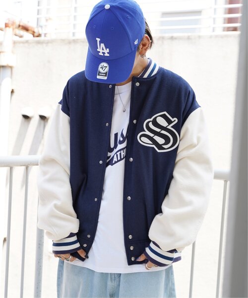 VENCEEXCHANGE(ヴァンスエクスチェンジ)の「フェイクメルトン切り替えBIGスタジャン/オーバーサイズ配色切り替えブルゾン(スタジャン・メンズ・ブラック/グリーン/ネイビー・FREE)」の21枚目の写真