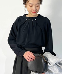 PICCIN | ストレッチジョーゼットネックパールブラウス(シャツ/ブラウス)