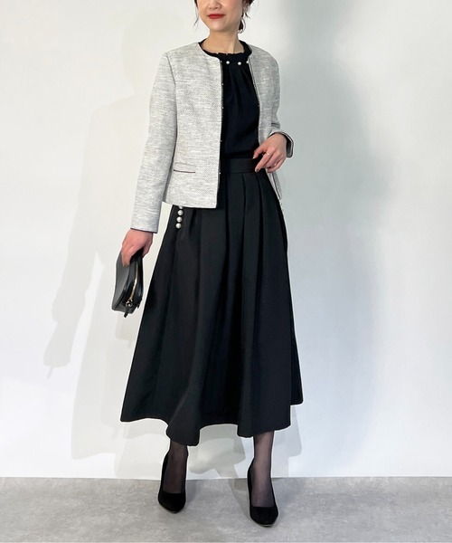 PICCIN（ピッチン）の「ストレッチジョーゼットネックパールブラウス（シャツ/ブラウス・レディース・ネイビー/ホワイト・M）」の3枚目の写真