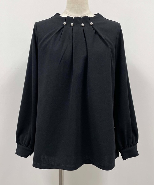 PICCIN（ピッチン）の「ストレッチジョーゼットネックパールブラウス（シャツ/ブラウス・レディース・ネイビー/ホワイト・M）」の20枚目の写真