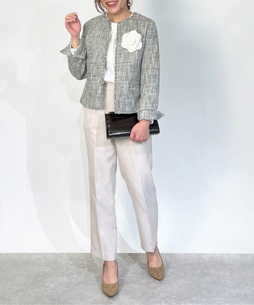 PICCIN（ピッチン）の「ストレッチジョーゼットネックパールブラウス（シャツ/ブラウス・レディース・ネイビー/ホワイト・M）」の18枚目の写真