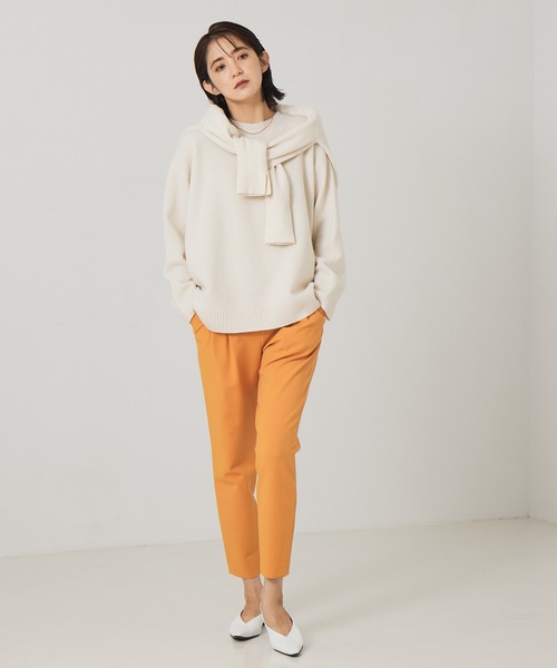 qualite（カリテ）の「ファインウールクルーネックプルオーバー（ニット/セーター・レディース・サックスブルー/チャコールグレー/オフホワイト/ライトグレー/グリーン/ベージュ・38/36）」の12枚目の写真