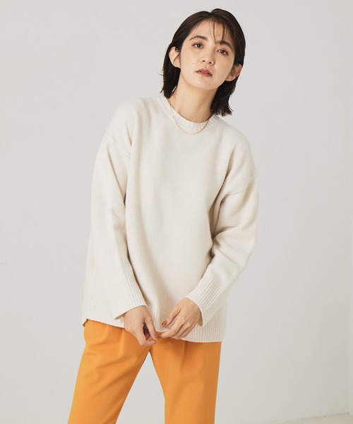 qualite（カリテ）の「ファインウールクルーネックプルオーバー（ニット/セーター・レディース・サックスブルー/チャコールグレー/オフホワイト/ライトグレー/グリーン/ベージュ・38/36）」の8枚目の写真