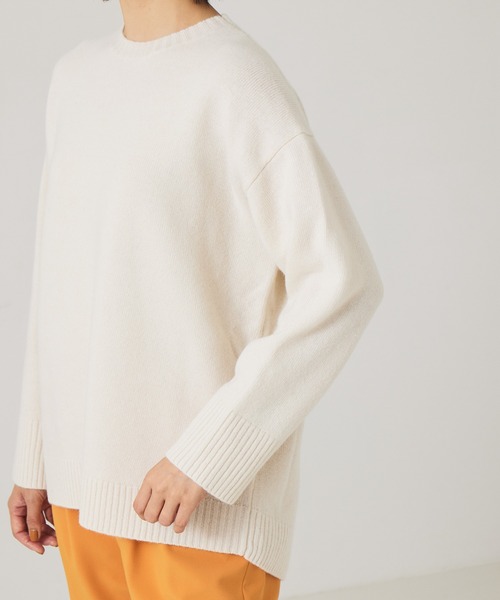qualite（カリテ）の「ファインウールクルーネックプルオーバー（ニット/セーター・レディース・サックスブルー/チャコールグレー/オフホワイト/ライトグレー/グリーン/ベージュ・38/36）」の16枚目の写真