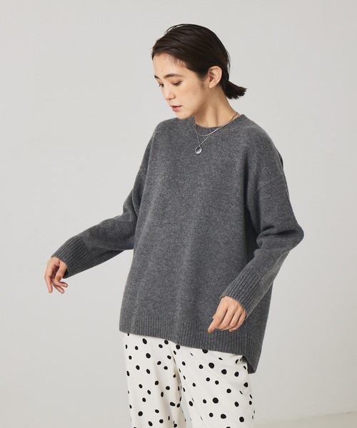 qualite（カリテ）の「ファインウールクルーネックプルオーバー（ニット/セーター・レディース・サックスブルー/チャコールグレー/オフホワイト/ライトグレー/グリーン/ベージュ・38/36）」の11枚目の写真