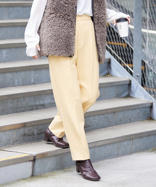 CIAOPANIC TYPY（チャオパニックティピー）の「□楽ちん美脚テックウールテーパードパンツ（スラックス・レディース・ブラック/ピンク/ホワイト系その他/サックスブルー/イエロー・MEDIUM/SMALL/X-SMALL/LARGE）」の5枚目の写真