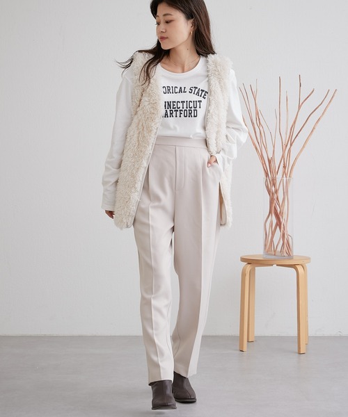 CIAOPANIC TYPY（チャオパニックティピー）の「□楽ちん美脚テックウールテーパードパンツ（スラックス・レディース・ブラック/ピンク/ホワイト系その他/サックスブルー/イエロー・MEDIUM/SMALL/X-SMALL/LARGE）」の13枚目の写真