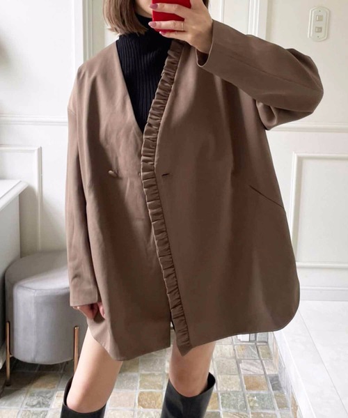 クラネ CLANE カーディガン ニット ロング ドレープ コットン F 黒 ブ 