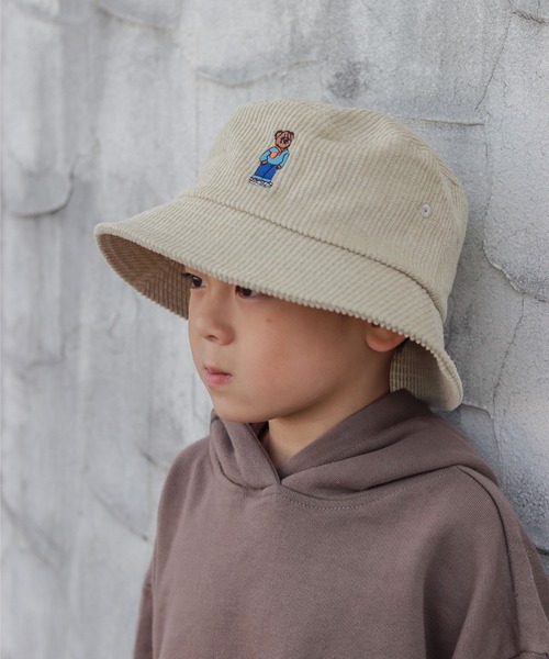 GRIN BUDDY(グリンバディ)の「【GRIN BUDDY / グリンバディ】【キッズ】テディーベアー刺繍コーデュロイハット/クマ刺繍ハット/Kids Bear COD Hat(ハット・キッズ・ベージュ/ネイビー/グレー・54cm)」の2枚目の写真