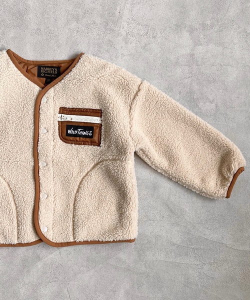 WILD THINGS（ワイルドシングス）の「【WILD THINGS】別注ノーカラージャケット（140～150cm）（ノーカラージャケット・キッズ・オフホワイト/ベージュ・140/150）」の9枚目の写真