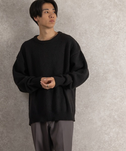 SlashDate(スラッシュデイト)の「オーバーサイズモヘアライクプルオーバーニット/ビッグシルエット(ニット/セーター・メンズ・ライトブルー/ブラック/ベージュ/ライトグリーン/ワイン/イエロー/ブルー/グリーン・M/L)」の12枚目の写真
