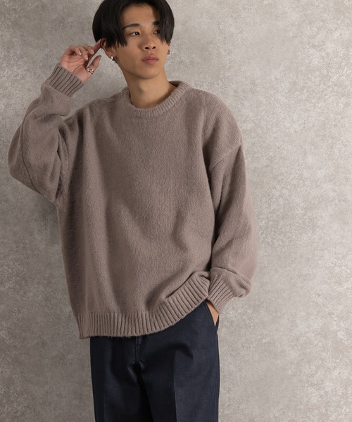 SlashDate(スラッシュデイト)の「オーバーサイズモヘアライクプルオーバーニット/ビッグシルエット(ニット/セーター・メンズ・ライトブルー/ブラック/ベージュ/ライトグリーン/ワイン/イエロー/ブルー/グリーン・M/L)」の13枚目の写真
