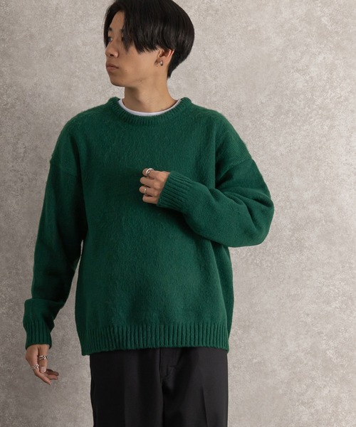 SlashDate(スラッシュデイト)の「オーバーサイズモヘアライクプルオーバーニット/ビッグシルエット(ニット/セーター・メンズ・ライトブルー/ブラック/ベージュ/ライトグリーン/ワイン/イエロー/ブルー/グリーン・M/L)」の14枚目の写真